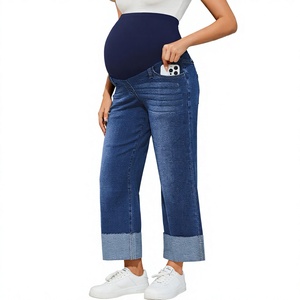 Jeans de Maternidad Azules, Pantalones Vaqueros de Pierna Recta, Cintura Alta, Transpirables, Lavables, Estilo Casual, Precio Económico al por Mayor, 2026 - Product Image 3