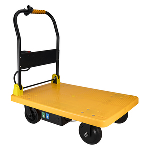 Yellow 60*90cm Electric Transport Warehouse Hand Truck Battery Powered Trolley Motor <strong>Platform</strong> Heavy Duty Trolleys - Product Image 3