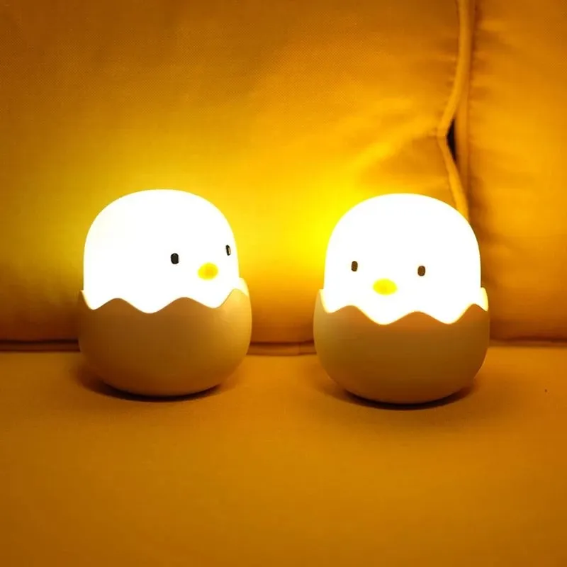 Night Light Cute Smart Sensor LED Silicone Egg Cartoon Lamp Eggshell Chicken Night Light For Nursery Baby Kids Birthday Gift