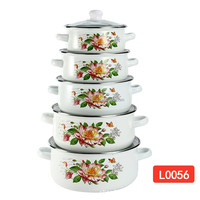 Ensemble de casseroles en émail Japandi de luxe 14+16+18+20+22+24CM, de haute qualité, en métal durable, en fer et en verre, pour un usage domestique