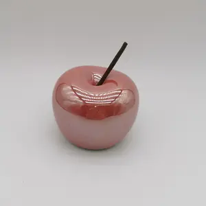 ของตกแต่งรูปแอปเปิ้ลเซรามิกลายไข่มุกแดงชุบพอร์ซเลนแอปเปิ้ลของตกแต่งบ้านแอปเปิ้ล