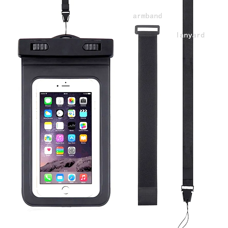 Drifting Touch Screen Underwater Cellphone Waterproof Dry Bag with Lanyard Armband Compatible