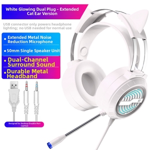 7.1 canaux Surround <span class=keywords><strong>Sound</strong></span> Cat-Eared Gaming Headphones Over-Ear Soft Blé Réduction du bruit Carte son intégrée Téléphone portable - Product Image 2