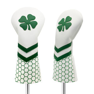 Benutzer definierte Stickerei Golf Driver Kopf bedeckung Hochwertige vier blättrige Kleeblatt PU Leder Golf Club Holz Kopf bedeckung - Product Image 1