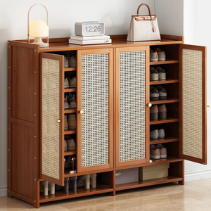 Nuevo y Popular Armario para Zapatos de Bambú, Plegable, Moderno, para la Entrada, Sala de Estar o Apartamento, con Estantes Ajustables Grandes - Product Image 1