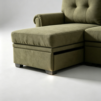 Canapé-lit en tissu texturé lin personnalisable, idéal pour salon minimaliste – Meuble de maison en promotion