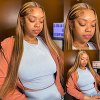 Perruque sans colle transparente 13x4, densité 180%, cheveux humains vierges brésiliens 100% raides, pré-épilée, petite taille, vente en gros