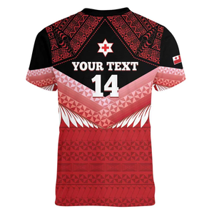 Alibaba-China-venta al por mayor de ropa Dropshipping personalizado Mate Maa <span class=keywords><strong>Tonga</strong></span> XIII mujeres cuello en V <span class=keywords><strong>camiseta</strong></span> Tongan Kupesi Ngatu - <span class=keywords><strong>Rugby</strong></span> estilo mujer <span class=keywords><strong>camiseta</strong></span> - Product Image 2