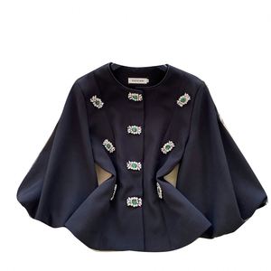 Blusas Casuales de Manga Larga con Cuello Redondo para Mujer, Estilo Otoño, Manga Farol, Camisas Sólidas con Diamantes, Tops de Fiesta para Mujer, Ropa al por Mayor - Product Image 5