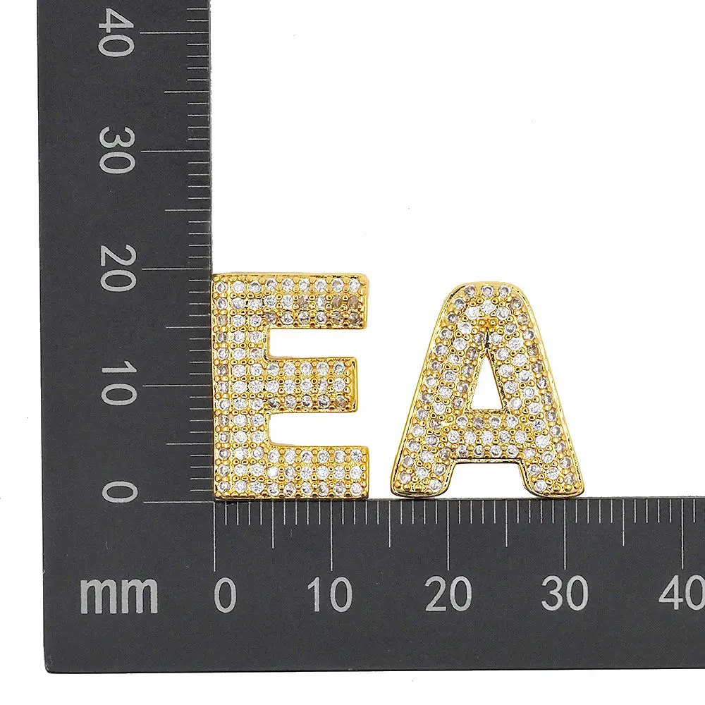 Hip Hop Custom 26 Initial Letter Pendant Gold Plated Zircon DIY Making A-Z Name Alphabet Couple Accessories Jewelry Gifts