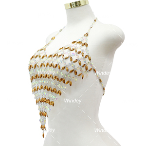 Fete Season unico sirena nucleo di cristallo <span class=keywords><strong>marrone</strong></span> reggiseno di cristallo di strass da <span class=keywords><strong>donna</strong></span> carnevale top di pietra con perline <span class=keywords><strong>gilet</strong></span> - Product Image 4