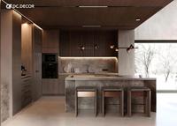 Set Kabinet Dapur Modern Custom High-End DC.DECOR dengan Lampu Ambient LED, Siap Pasang, Pintu Melamin, Rak Terbuka