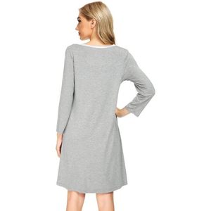 Conjunto de Camisón para Mujer, Camisón Personalizado de Manga Larga, Suave, Informal, de Punto, Mezcla de Bambú y Algodón - Product Image 3