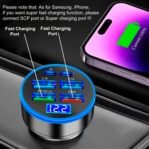 Cargador de Coche con Carga Súper Rápida, 6 en 1, Multi-Puerto, con Pantalla Digital para Vehículo, Cargador de Teléfono Móvil para Coche - Product Image 2