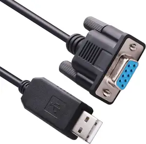 USB ke RS-232 DB9 Female 9 Pin Null Modem Rollover Serial kabel adaptor untuk Windows,Linux MAC OS (Modem Null)