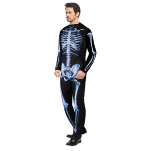Tuta Aderente da Uomo con Stampa Teschio, Body Intero per Adulti con Stampa Digitale 3D, Costume da Scheletro - Product Image 1