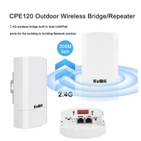 Puente Inalámbrico KuWFi OEM ODM de 300Mbps y 1KM de Largo Alcance con Pantalla LED Extensor WiFi de 2.4G para Internet Punto a Punto