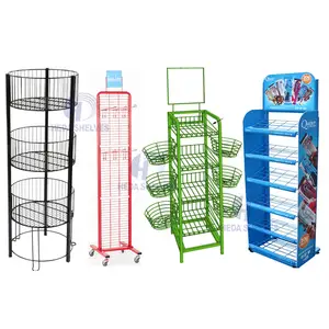 Removable Wire Basket Retail Shop Soft Drink Display Rack Metal Wire Supermarket Snack Potato Chips Display Stand