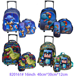 Tas Troli Sekolah Anak Kartun 16 Inci 3 Pcs Set 3D untuk Anak-anak, Set Ransel Sekolah dengan 2 Roda, Ransel Siswa dengan Troli - Product Image 5