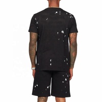 Setelan Kaos dan Celana Pendek Olahraga Kasual Unisex Bahan Katun 100% Rajut Bernapas, Cetak Digital, 2 Potong, Polos, Musim Panas