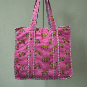 Bolsos de Mano Acolchados de Algodón con Estampado a Mano, Estilo Campestre Francés, Gran Capacidad, Hechos a Mano - Product Image 2