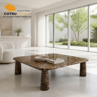 Table basse rectangulaire en marbre Cotrustone Dark Emperador, table centrale en pierre polie, mobilier de luxe pour salon