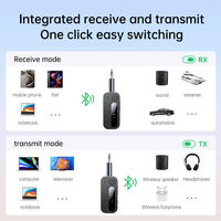 Émetteur-récepteur audio 2-en-1, connexion de deux appareils avec indicateur d'état LED pour voiture, avion, télévision, casque