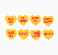 Breloque en résine à dos plat en forme de cœur, motifs 'Love Be Mine', XOXO, 'Miss You', 'Kiss Me', 'Sweet Heart', pour la Saint-Valentin, pour coques de téléphone et créations DIY