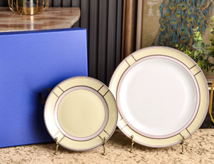Green Rim Porcelain <b>Plate</b> Dinner <b>Plate</b> Salad <b>Plate</b> Serving Dish for Home Hotel Cafe - Product Image 4
