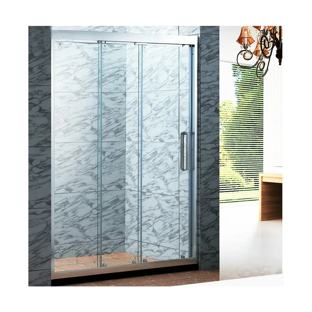 MAXI Pantalla de cabina de ducha deslizante de enlace de triple Puerta de aluminio con vidrio templado transparente