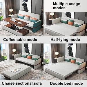 Multifunctional Adjustable <strong>Brown</strong> Folding <strong>Sofa</strong> Couch <strong>Bed</strong> Coffee Table to Dining Table with Storage Box and <strong>Sofa</strong> Cum <strong>Bed</strong> - Product Image 3