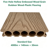 Plancher composite WPC creux à 5 cavités pour extérieur, texture gaufrée, 140x30mm, pour jardin, patio, cour, couleur personnalisée