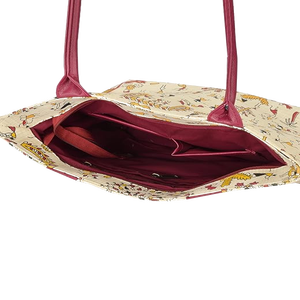 Bolsa de Mano de Lona de Algodón Orgánico Impresa Personalizada de Alta Calidad con Asa de Cuero, Cremallera Superior y Bolsillo Interior con Cremallera, Personalizable - Product Image 4