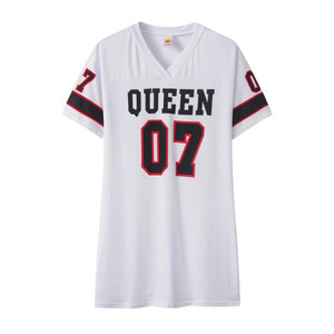 Vestido corto de verano para mujer al por mayor, estilo hip hop, con estampado, camiseta larga, cuello en <span class=keywords><strong>V</strong></span>, sexy, mini vestido holgado para mujer - Product Image 6