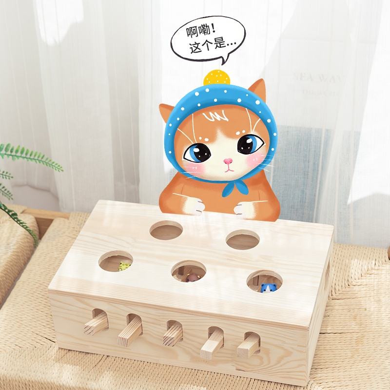 Juego interactivo divertido para mascotas, juguetes de madera para