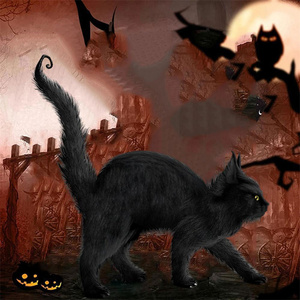 Peluche de chat noir réaliste en polyéthylène, 40 cm, grand accessoire de Cosplay, en forme d'animal dur, jouet effrayant, nouveauté - Product Image 5