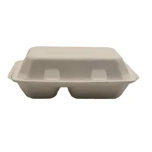 Boîtes à lunch en plastique jetables écologiques bon marché avec couvercles Solution d'emballage durable Récipient alimentaire fabriqué à partir de papier bagasse