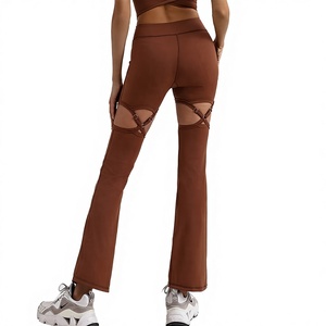 Women's Hot Sexy Transparent Cross Waist Yoga Pants High Waist <b>Leggings</b> Spandex/Nylon Solid Quick Dry Anti-Odor Skinny Fit - Product Image 2