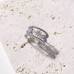 Bague ouverte en argent sterling S925 avec incrustation de diamants, motif d'ailes évidées, tendance pour femmes - Product Image 4