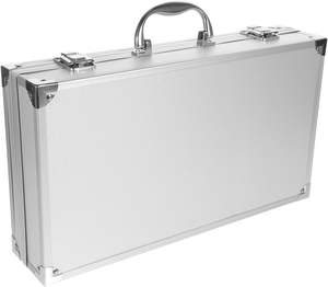 Porte-documents en aluminium argenté <span class=keywords><strong>de</strong></span> 15 pouces pour ordinateur portable avec côtés rigides et serrures à combinaison Mallettes à outils en aluminium - Product Image 1