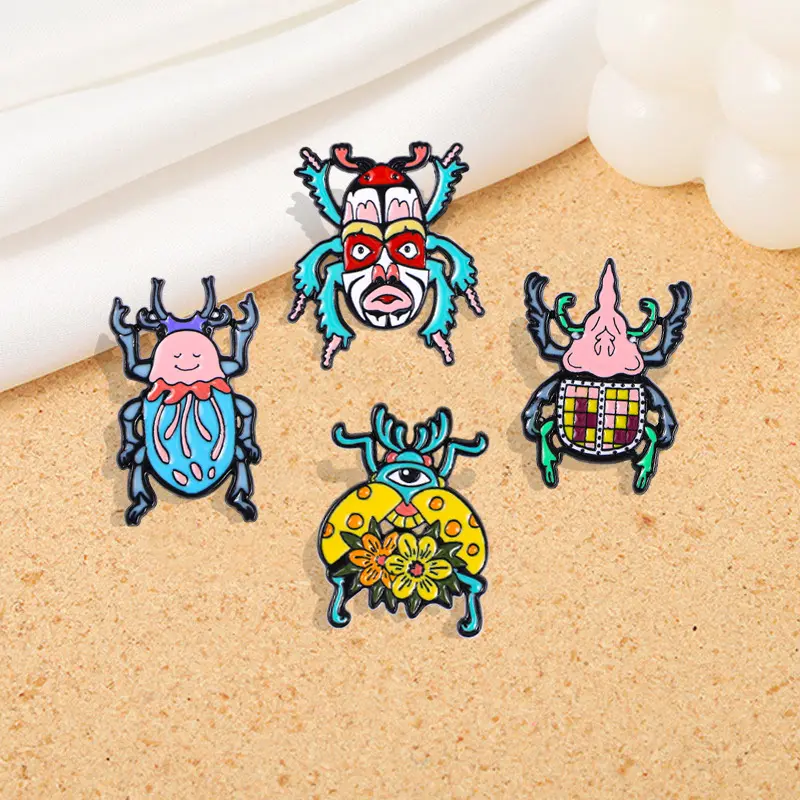 Hot Selling Kever Emaille Broche Metalen Pinnen Creatieve Cartoon Insect Serie Kever Badge Broche Voor Kleding Hoeden Tassen Decoratief