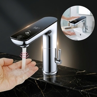 Robinet mélangeur de salle de bain à affichage numérique LED, capteur 2-en-1 (robinet/distributeur de savon) – Idéal pour hôtels et maisons – Meilleures ventes
