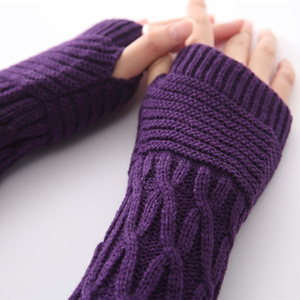 Fff3178 Của Phụ Nữ Đan Găng Tay Ấm Găng Tay Găng Tay Với Ngón Tay Cái Lỗ Cổ Tay Ấm Mùa Đông Cánh Tay Ấm Vớ Dài Dệt Kim Ngón Găng Tay Găng Tay - Product Image 2