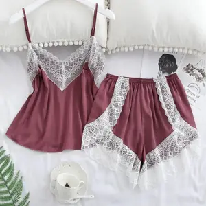 Ebay hot style lace satin patch lingerie women 2 pieces set