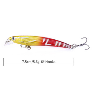 <span class=keywords><strong>Leurre</strong></span> de pêche Minnow dur de 7,5 cm et 5,6 g avec 6 hameçons #   Hameçons triples, leurres artificiels réalistes, appâts pour brochet et poisson-chat, matériel de pêche - Product Image 3