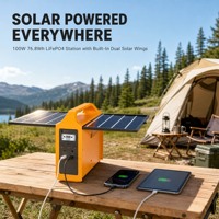 Station d'alimentation portable OEM Eg013Li 100W 76.8Wh LiFePO4 avec deux panneaux solaires intégrés MPPT pour le camping et les situations d'urgence
