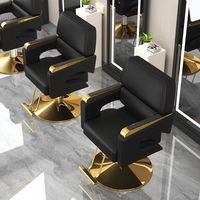 Fauteuil de salon de coiffure haut de gamme, pivotant et réglable en hauteur, en acier inoxydable noir, siège de barbier pour hommes