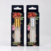 Lot de 100 flacons de parfum vides en verre cylindriques de 5 ml, rechargeables, avec atomiseur et bouchon à vis, échantillons imprimés en sérigraphie, résistants aux acides