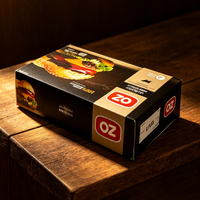 Caja de cartón plegable de calidad alimentaria con impresión personalizada para hamburguesas y comida rápida congelada