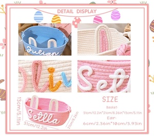 Cesta de almacenamiento de cuerda de algodón de estilo encantador con <span class=keywords><strong>nombre</strong></span> personalizado Kaiyue, bolsas grandes para mamá, organizador de pañales para bebé, cesta de almacenamiento de Juguetes - Product Image 6